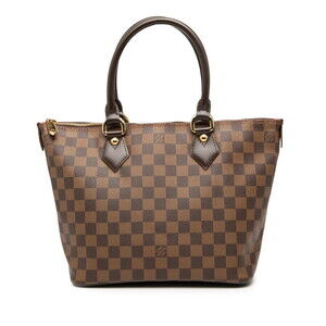 Louis Vuitton Damier Saleya Handbag Brown Leather